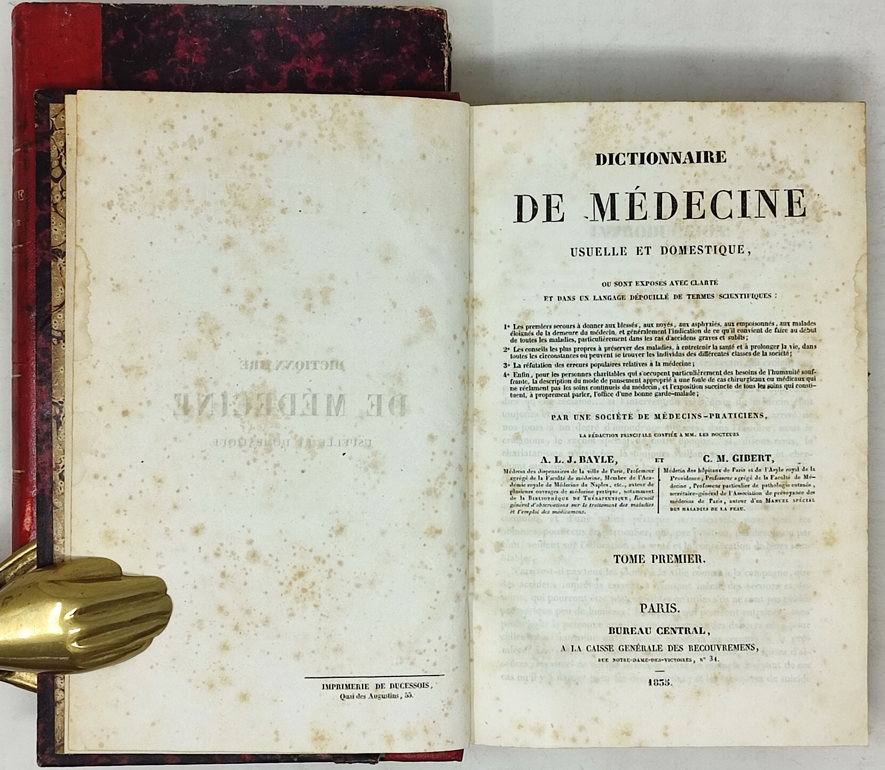 libro antico DICTIONNAIRE DE MEDECINE USUELLE ET DOMESTIQUE A. L. J. Bayle et C. M. Gibert Bureau central / a La Caisse Générale Des Recouvrements, Paris 1835 1836 opera completa
